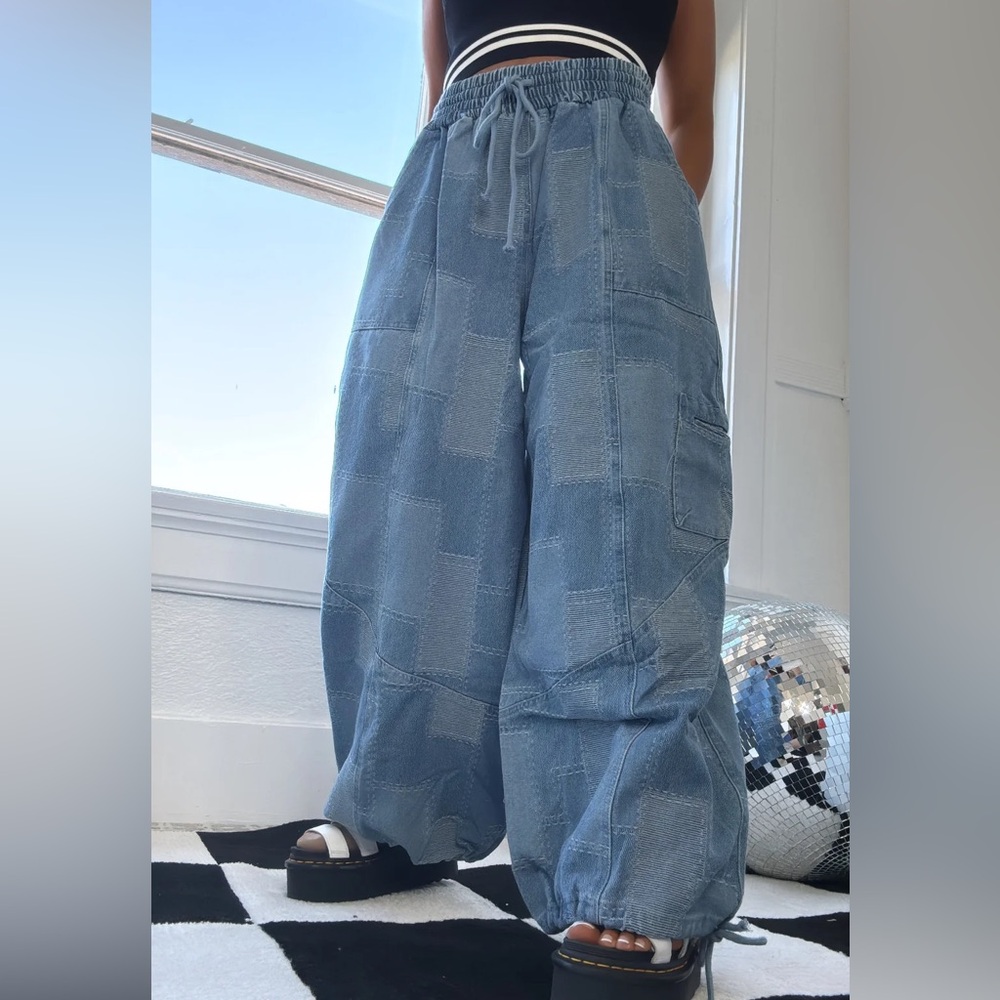 Everyday Chic Boutique Demi Denim Patchwork Wide Leg Pants Women’s size XL